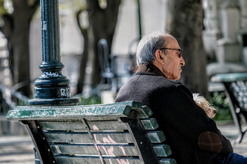 Old man with cat